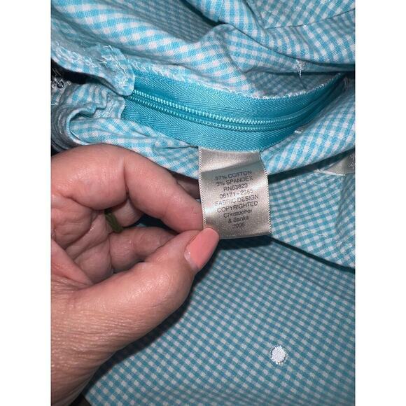 Christopher & Banks Light Blue Checkered Pants with Embroidered Polka Dots Sz 4 - Picture 3 of 3